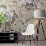 Antique Floral Elegance - Gray and Gold Floral