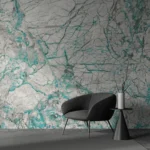Aqua Veined Marble Texture Wallpaper