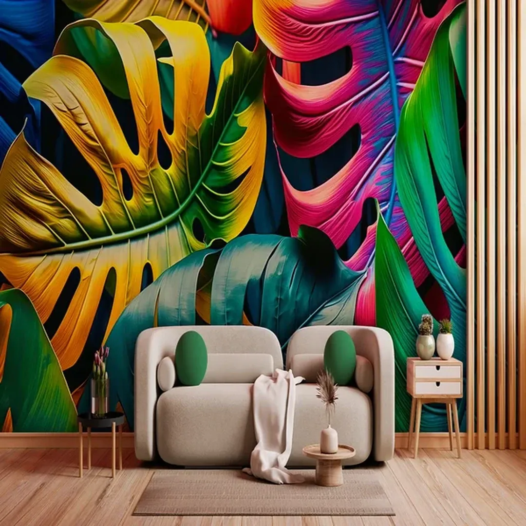 Bold And Bright Tropical Leaves Wall | Rocket Design Bold and Bright Tropical Leaves Wall - Image 1