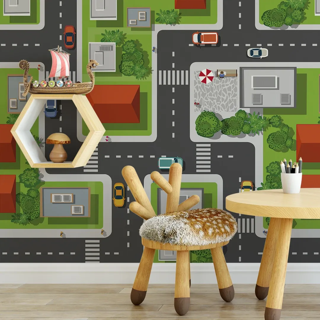 Cityscape Playmat Wallpaper | Rocket Design Cityscape Playmat Wallpaper - Image 1