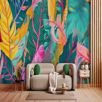 Colorful Tropical Foliage Wall