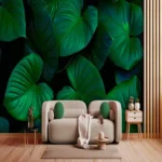 Dark Green Leaf Pattern