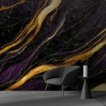 Deep Purple and Gold Marble Texture