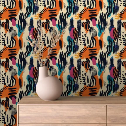 Dynamic Abstract Hand-Painted Wallpaper