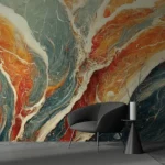 Earthy Orange, Blue, and White Marble Texture