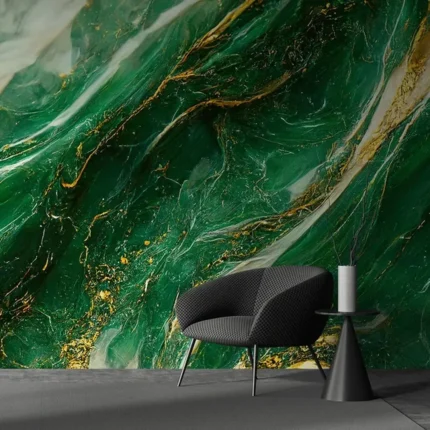 Emerald Green and Gold Marble Texture