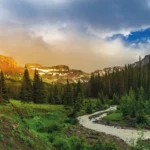 Mountain Sunset Landscape Wall Mural