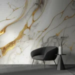⁠Luxe Gold Marble Flow Wallpaper