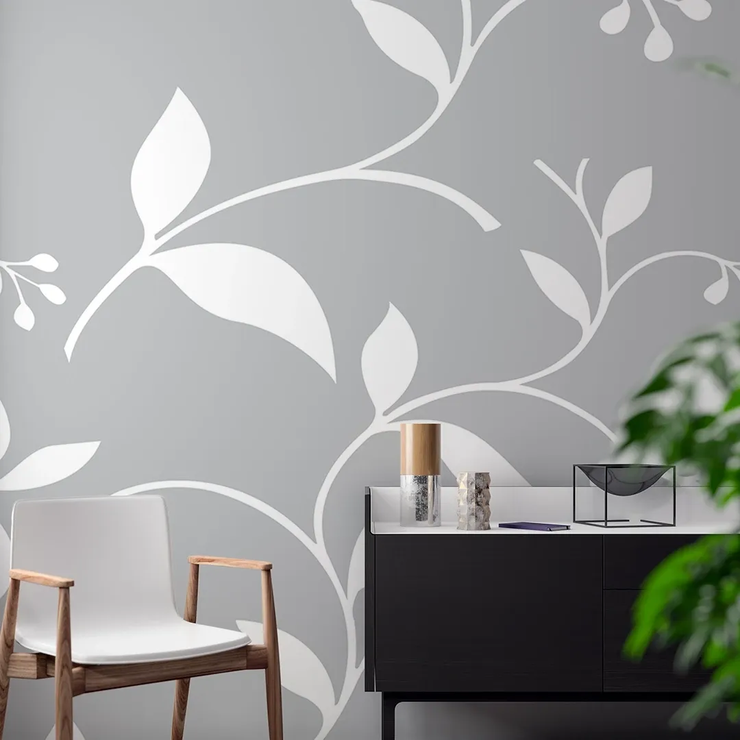 Neutral Swirl - White Vines On Gray | Rocket Design Neutral Swirl - White Vines on Gray - Image 1