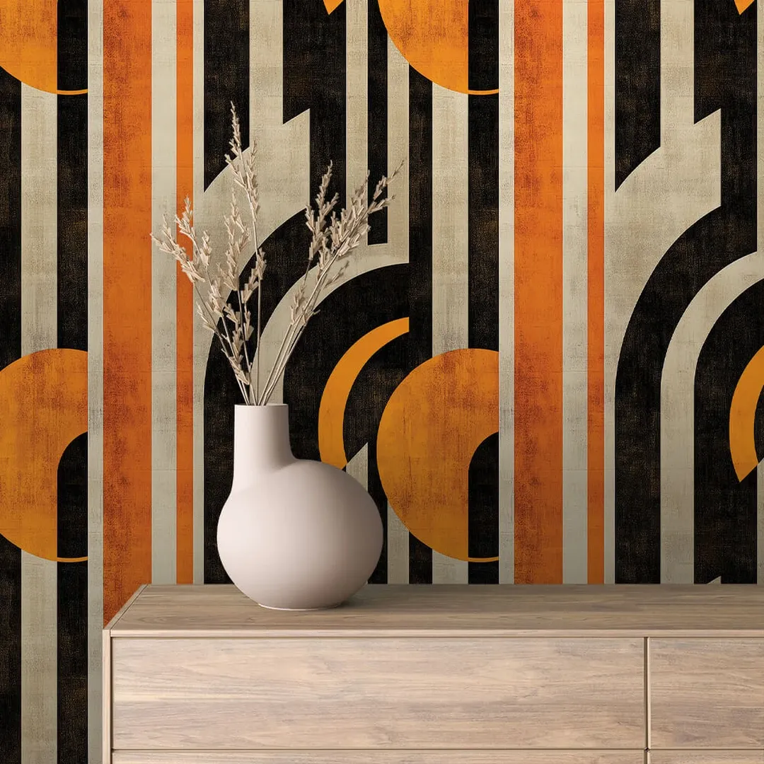 Retro Sunset Stripes Wallpaper | Rocket Design Retro Sunset Stripes Wallpaper - Image 1