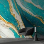 Turquoise, White, and Gold Marble Texture