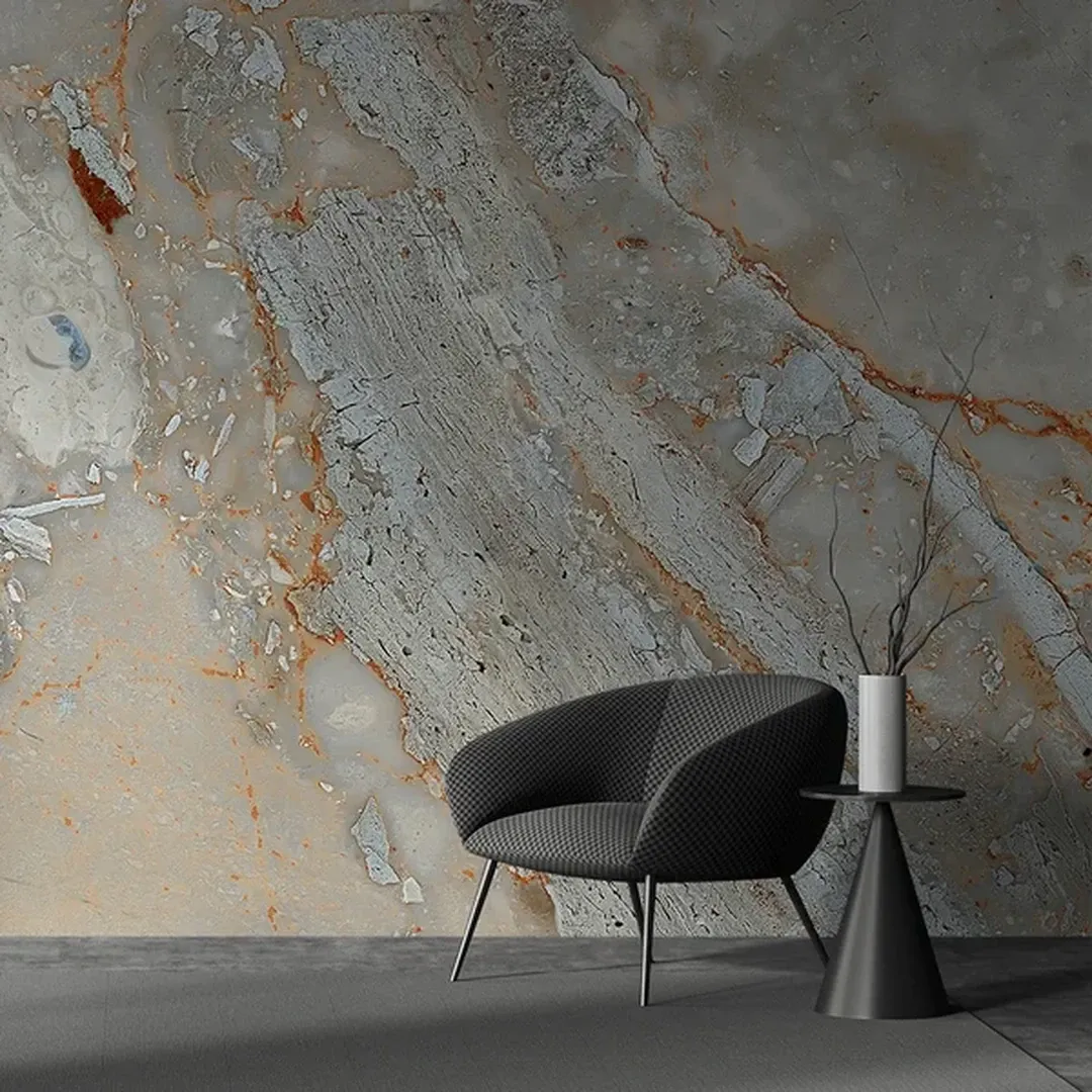 Weathered Gray Stone With Copper Veins Wallpaper | Rocket Design Weathered Gray Stone with Copper Veins Wallpaper - Image 1
